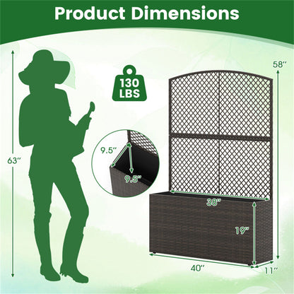 58" Brown PE Rattan Raised Garden Bed