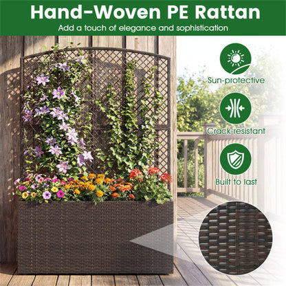 58" Brown PE Rattan Raised Garden Bed