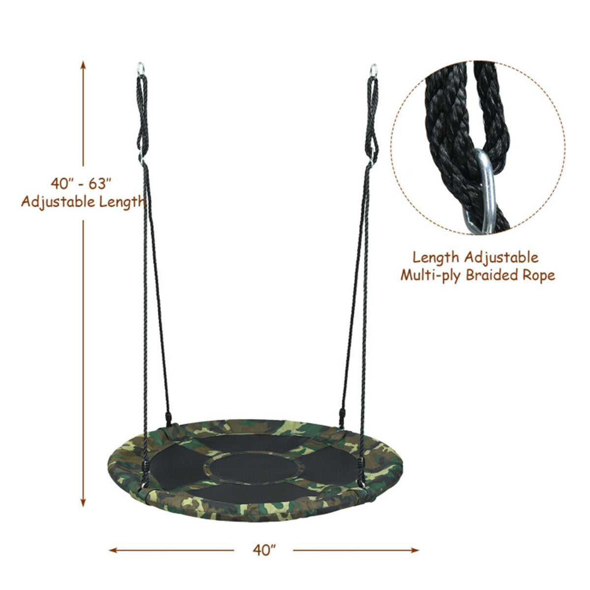 Heavy-Duty Steel Round Tree Swing