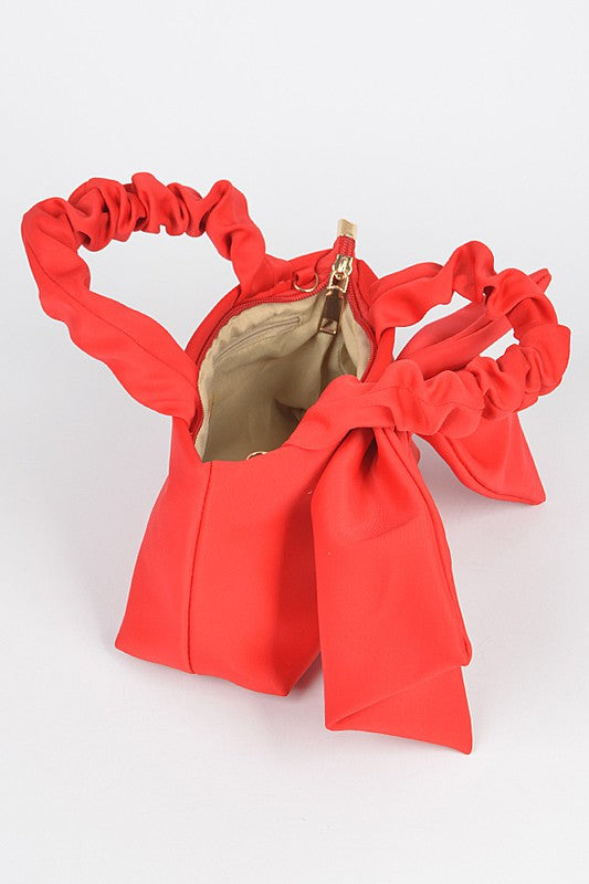Crinkle Handle Large Bow Tie Clutch Bag - MONLANE