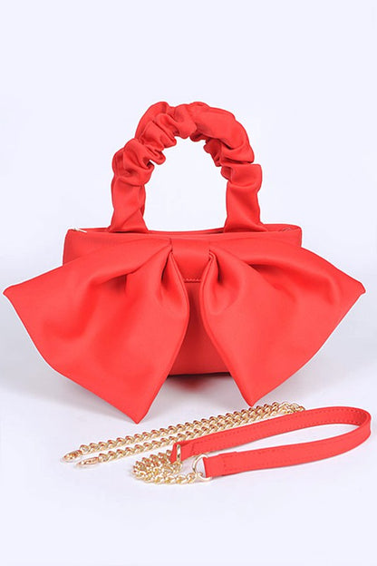 Crinkle Handle Large Bow Tie Clutch Bag - MONLANE