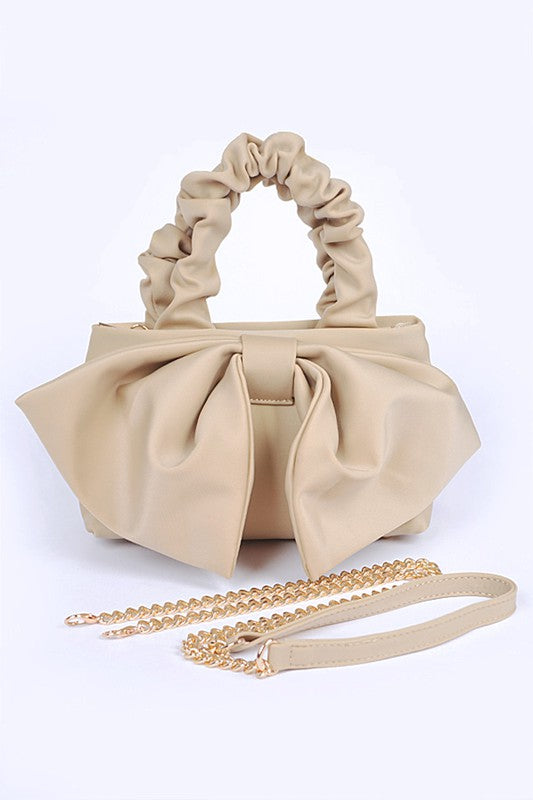 Crinkle Handle Large Bow Tie Clutch Bag - MONLANE