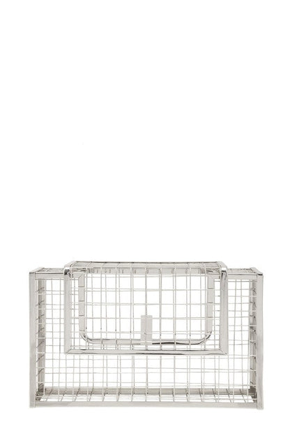 Metal Cage Crossbody Clutch Bag