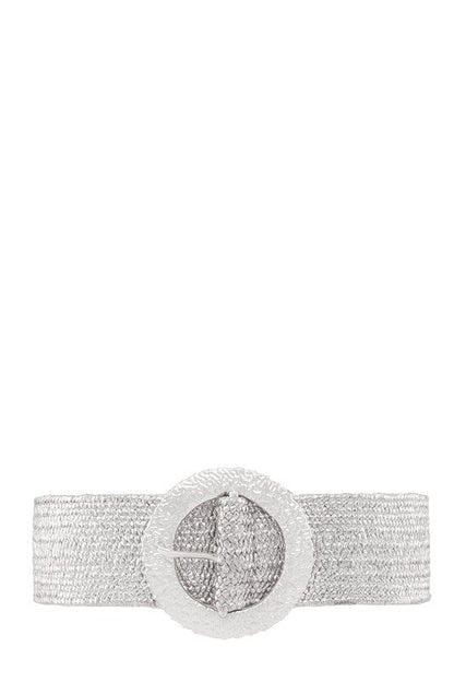 Metal Round Buckle Elastic Belt