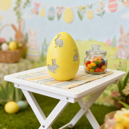 Easter Egg with Glitter Bunny Cutouts
