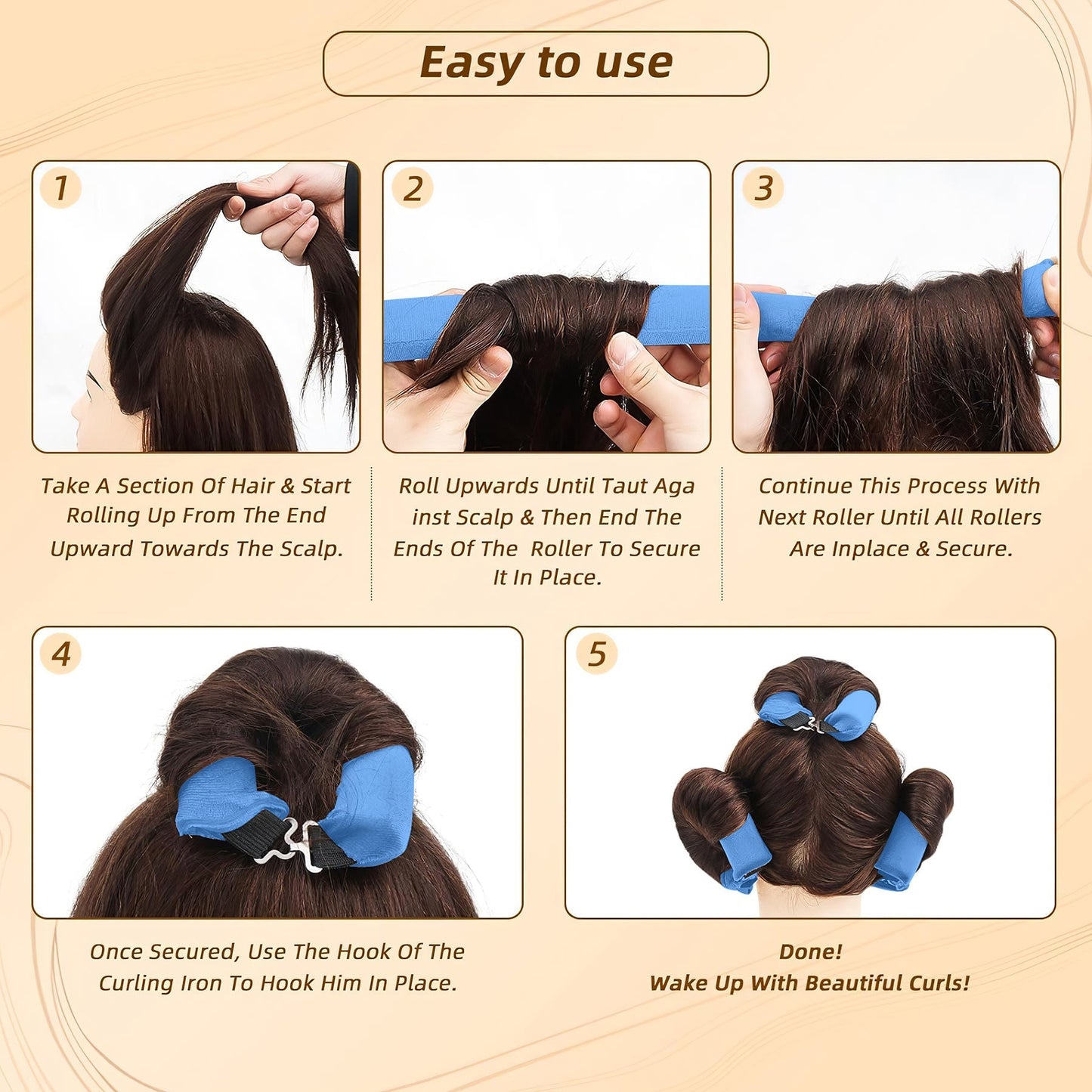 Overnight Heatless Hair Curler-Blue