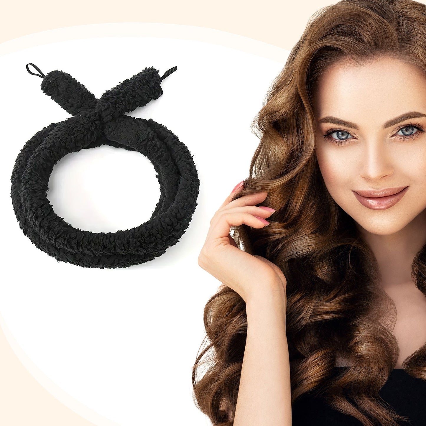 Satin Heatless Hair Curler=Black