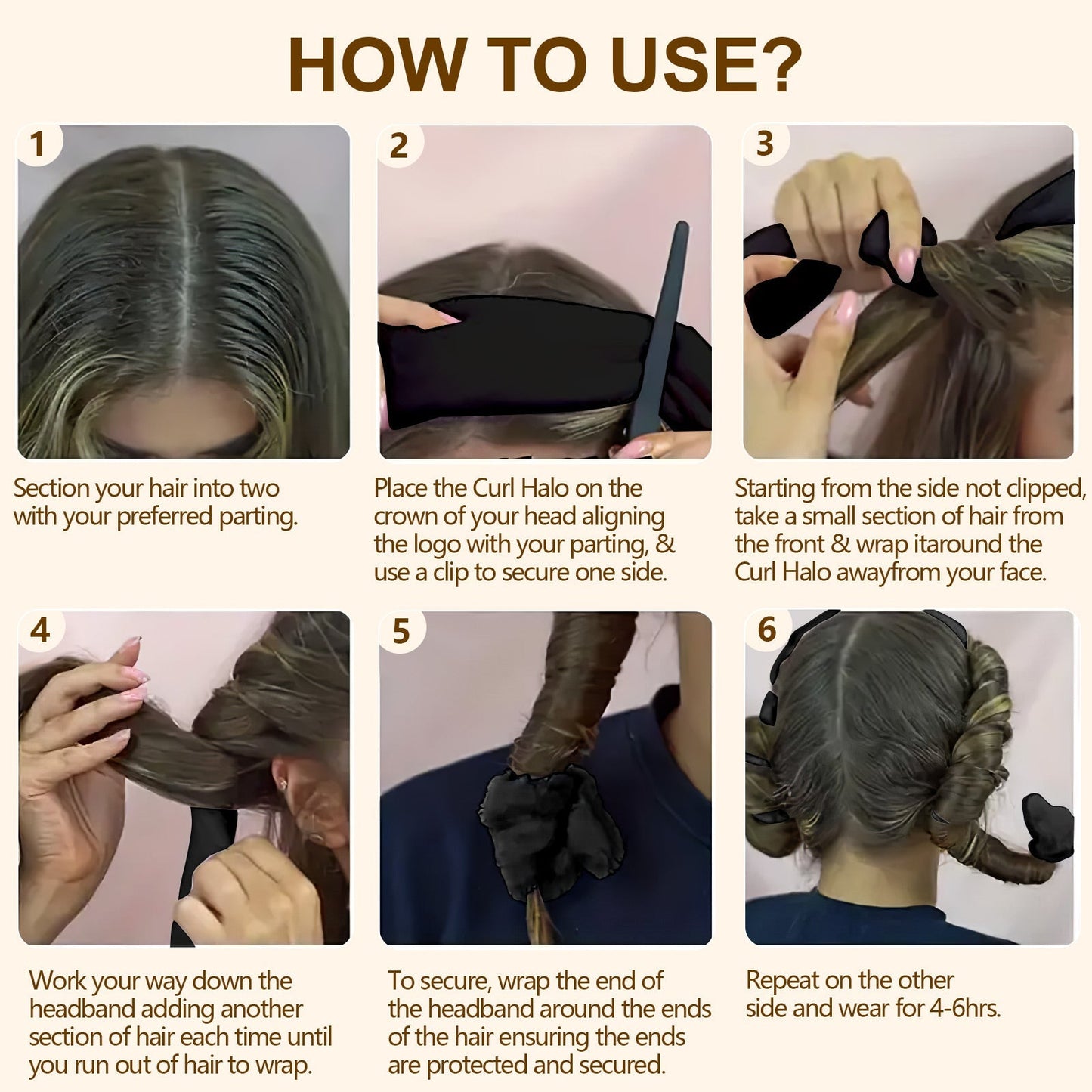 Satin Heatless Hair Curler=Black