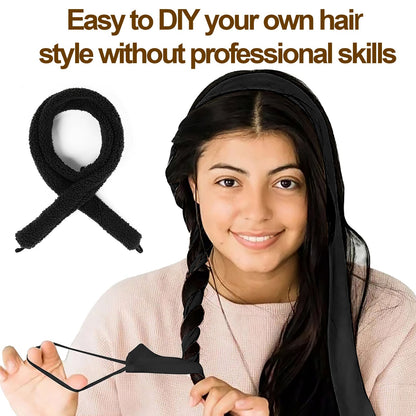 Satin Heatless Hair Curler=Black