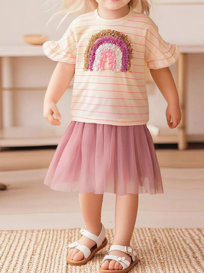 Children's Rainbow T-Shirt and Skirt Set