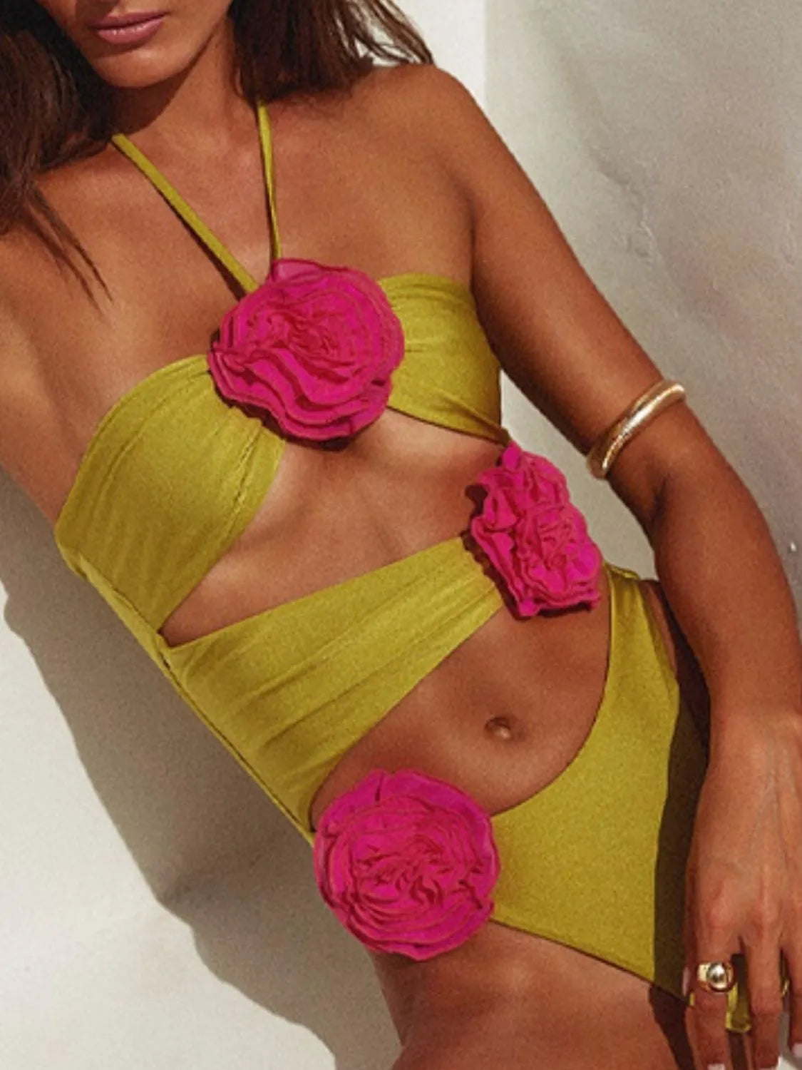 Flower Cutout One-Piece Swimwear - MONLANE