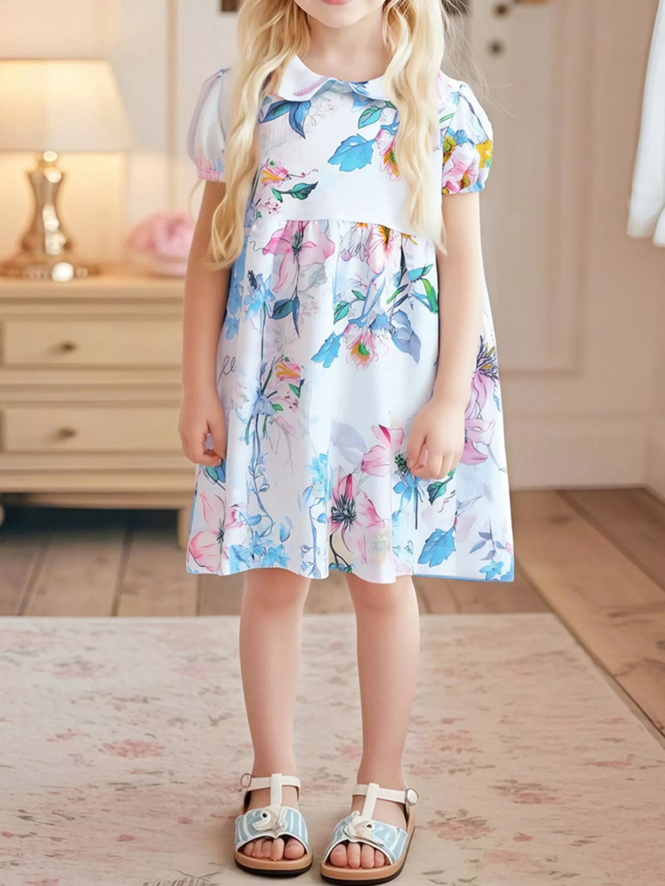 Children's Floral Puff Sleeve Dress