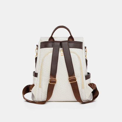 Adjustable Straps PU Leather Backpack Bag