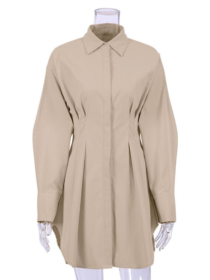Button Up Long Sleeve Shirt Dress