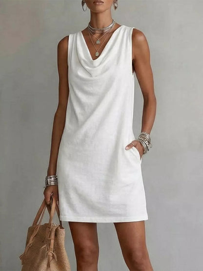 Sleeveless Cowl Neck Mini Dress