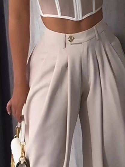 High-Waisted Wide Leg Pleated Pants