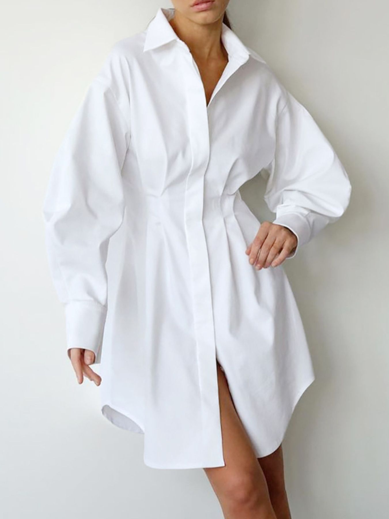 Button Up Long Sleeve Shirt Dress