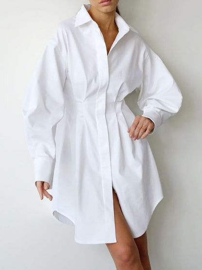 Button Up Long Sleeve Shirt Dress