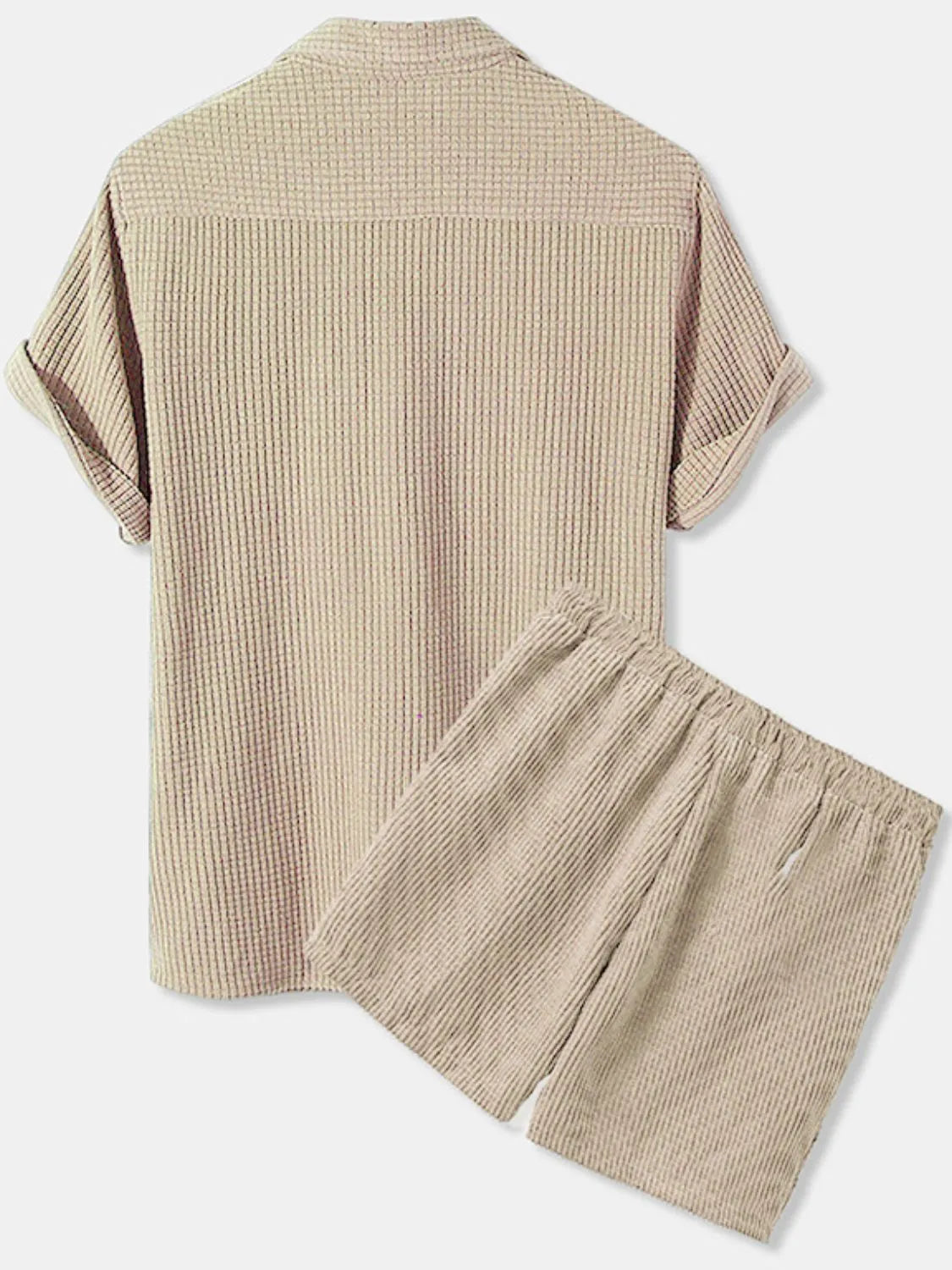 Men's Button Detail Short Sleeve Top and Shorts Set