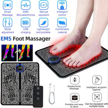 Electric Foot Massager Pad Blood Circulation Muscle Stimulator Mat 19 Levels and 8 Modes-Massage Mat