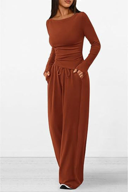 Long Sleeve Top Pants Set - MONLANE
