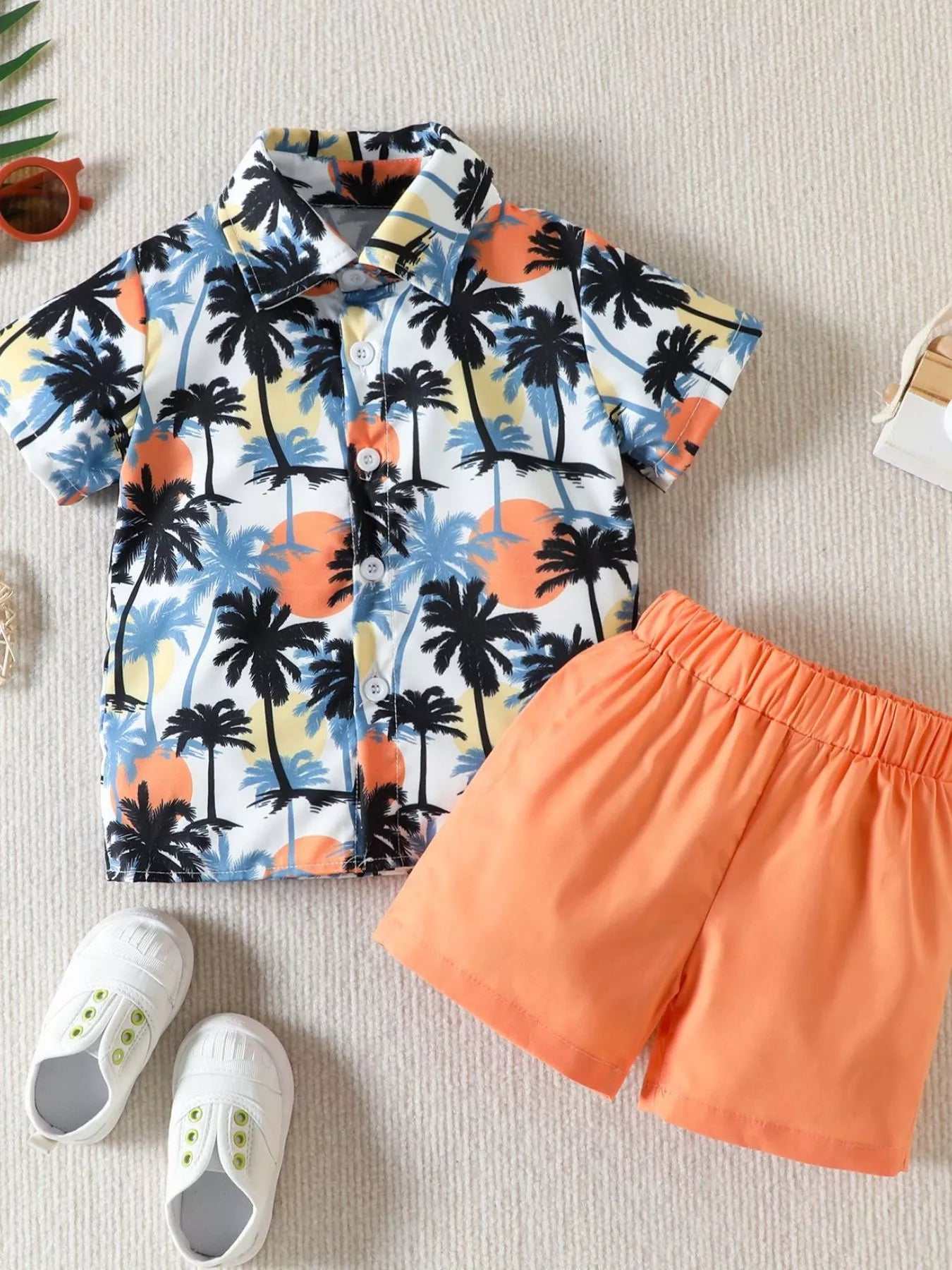 Children's Tropical Print Shirt and Shorts Set