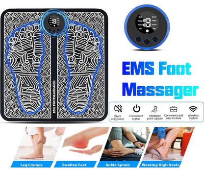 Electric Foot Massager Pad Blood Circulation Muscle Stimulator Mat 19 Levels and 8 Modes-Massage Mat