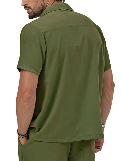 Men's Button Up Short Sleeve Shirt and Shorts Set