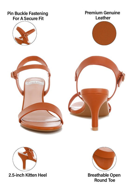 Tomari Pin Buckle Kitten Heel Sandals