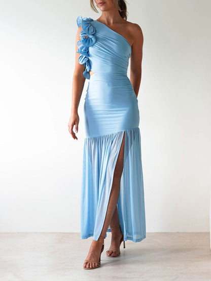 One-Shoulder Ruffle Trim Dress