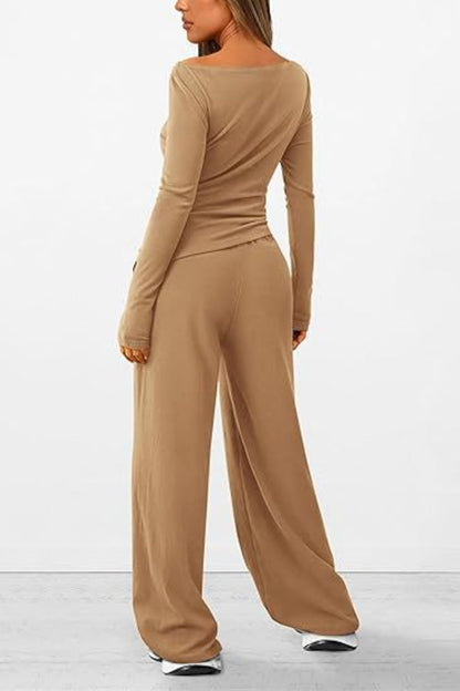 Long Sleeve Top Pants Set - MONLANE