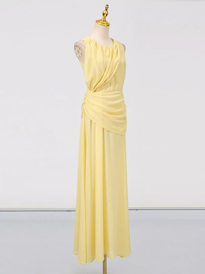 Sleeveless Ruched High-Slit Maxi Dress