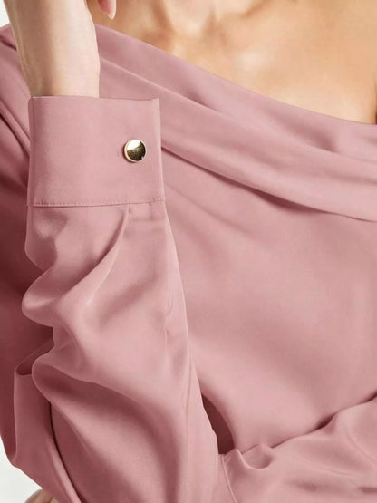 One-Shoulder Satin Blouse