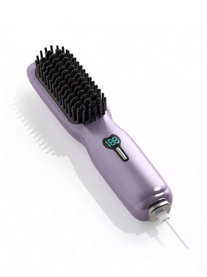 2-in-1 Mini Wireless Ionic Brush Hair Straightening Comb