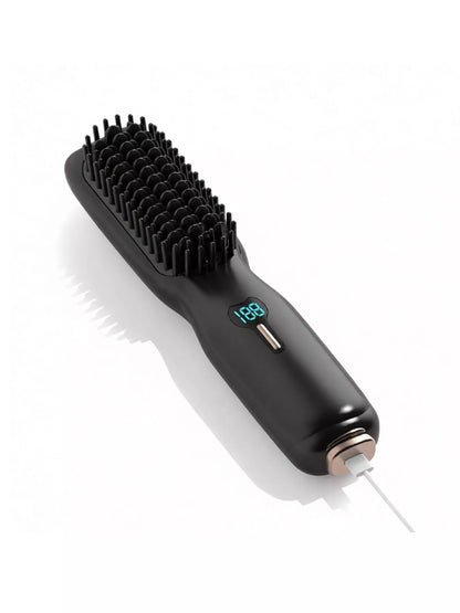 2-in-1 Mini Wireless Ionic Brush Hair Straightening Comb