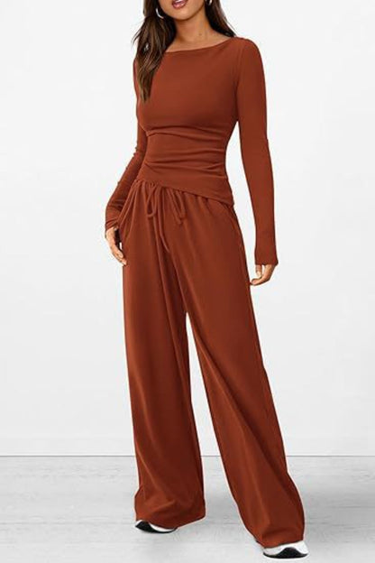 Long Sleeve Top Pants Set - MONLANE