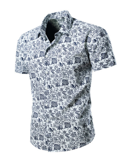 Men's Plus Size Floral Print Short Sleeve Casual Shirt