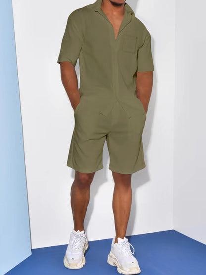 Men's Casual Short Sleeve Shirt and Shorts Matching Set