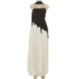 Strapless Backless Split Ribbon Skirt Set