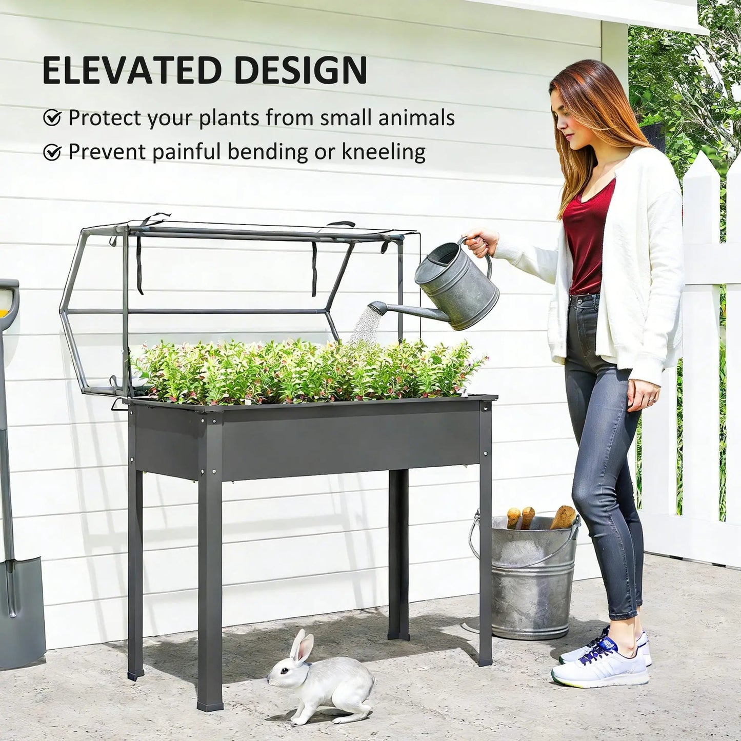 Garden Bed with Mini Greenhouse