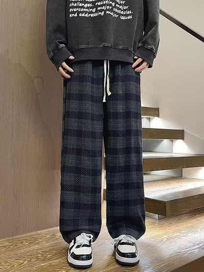 Men's Plus Size Vintage Plaid Wide Leg Pants