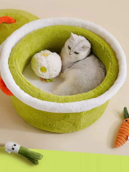 Cozy Warm Round Covered Semi-Enclosed Pet Nest