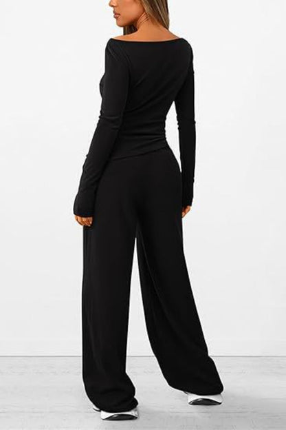 Long Sleeve Top Pants Set - MONLANE