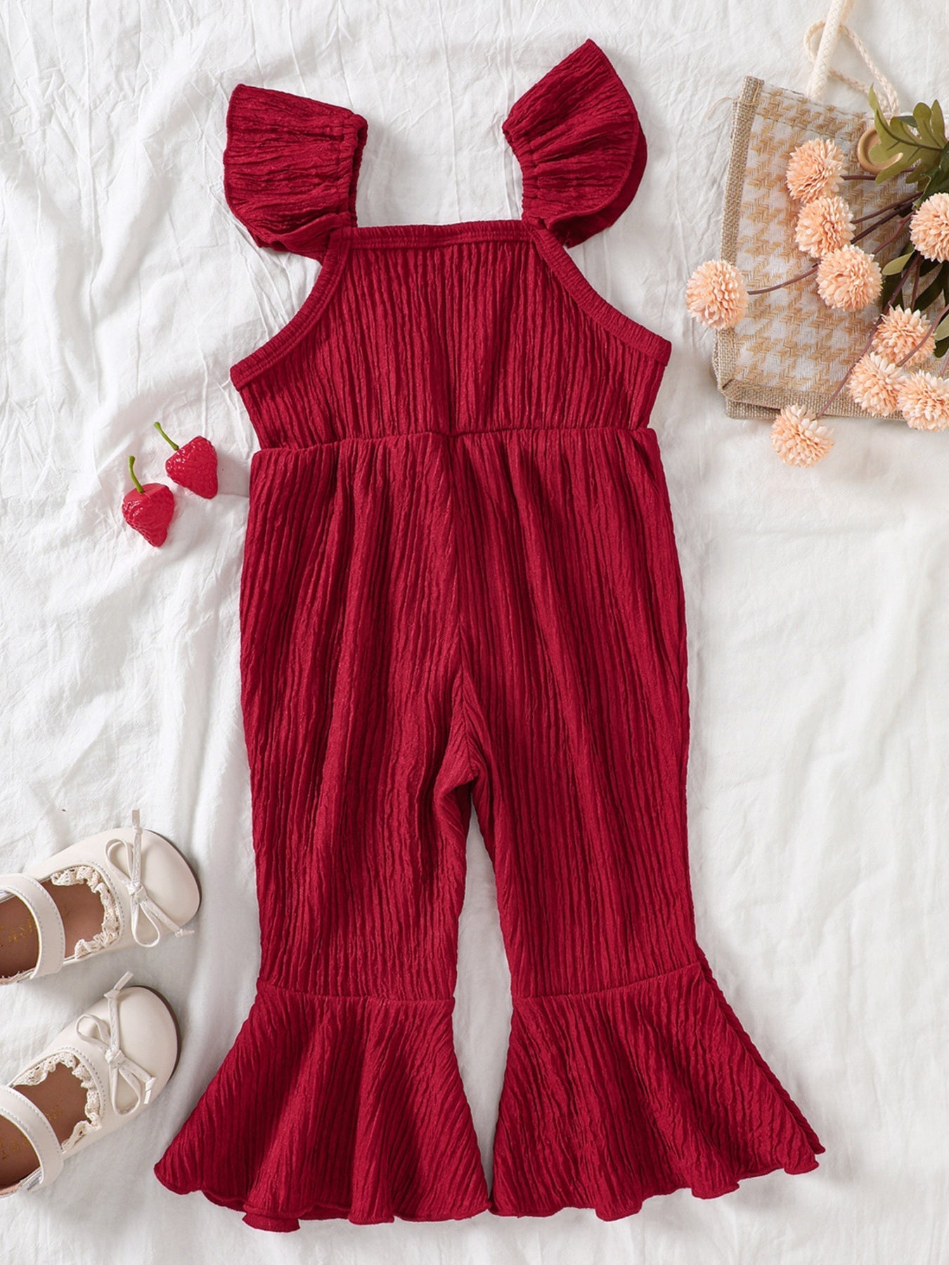 Children's Crochet Ruffle Trim Jumpsuit