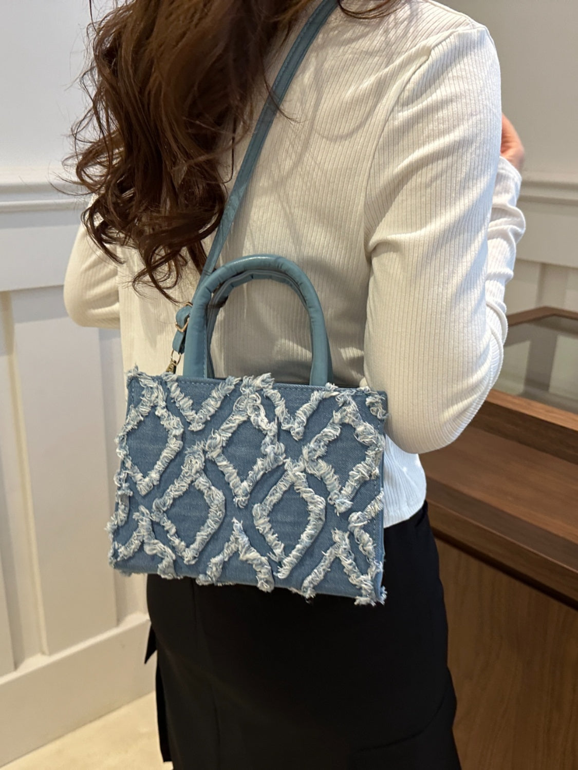 Raw Hem Denim Handbag - MONLANE