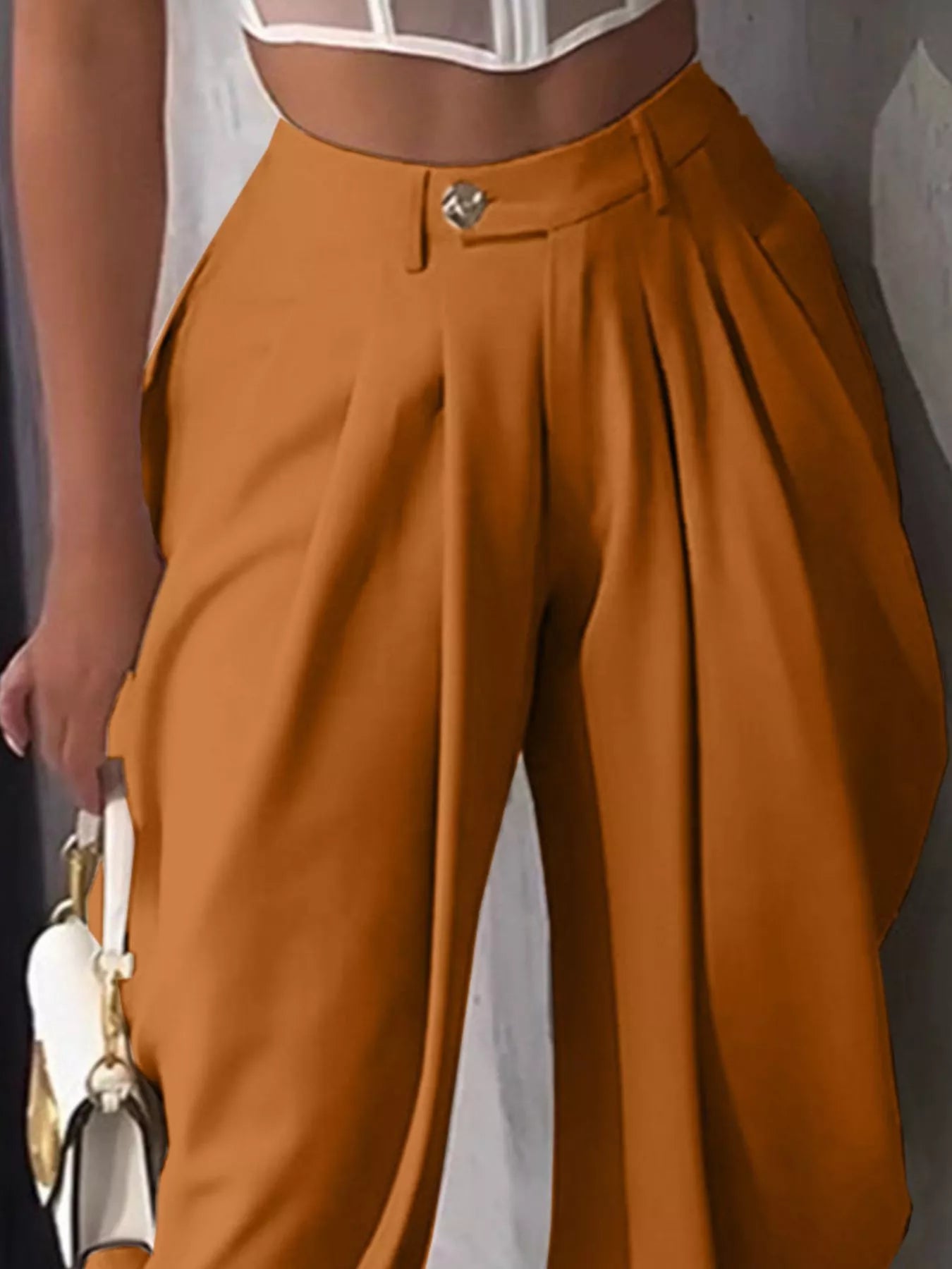High-Waisted Wide Leg Pleated Pants