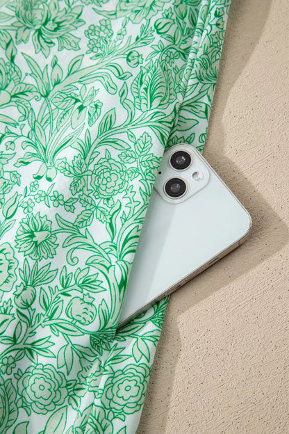 Contrast Trim Floral Midi Dress