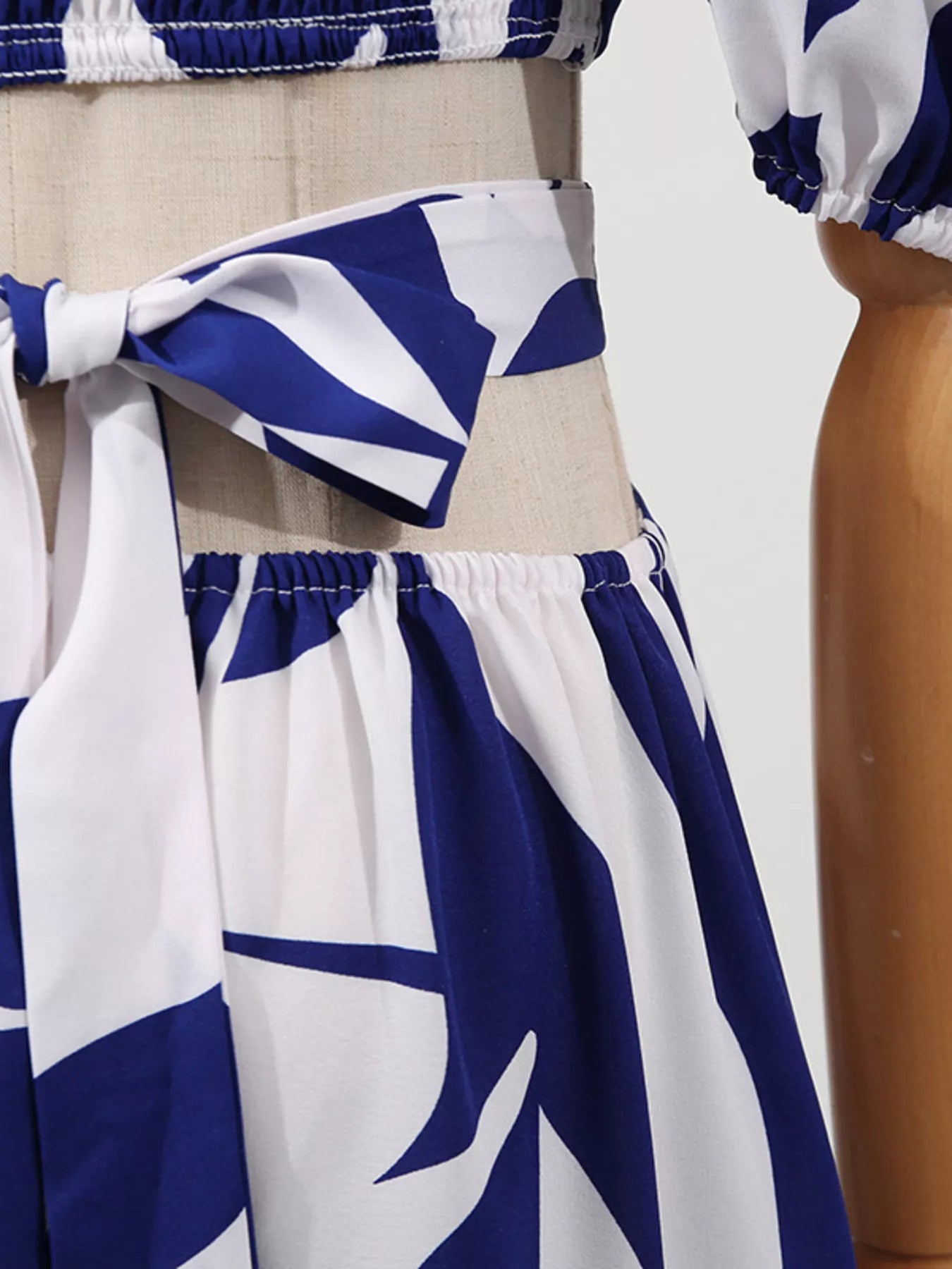 Off-Shoulder Cutout Leaf Print Dress