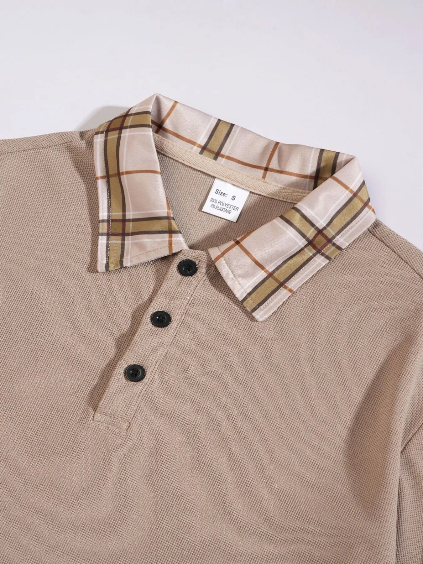 Men's Classic Plaid Collar Polo and Shorts Set