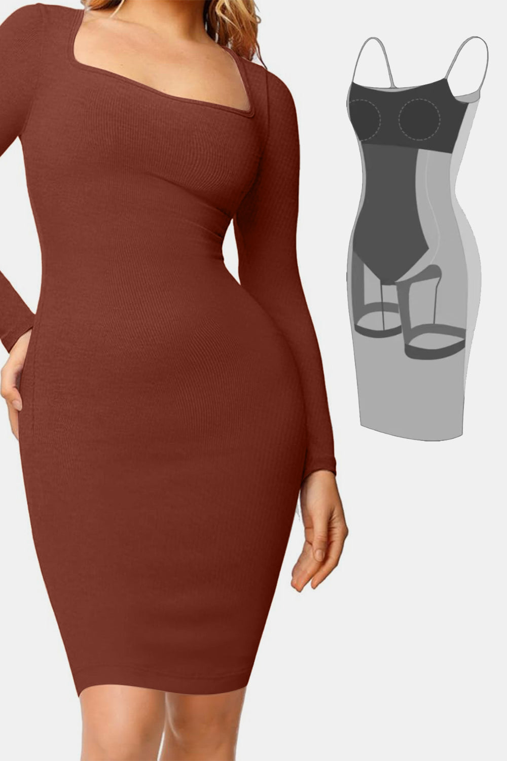 Full Size Built-In Shapewear Dress - MONLANE
